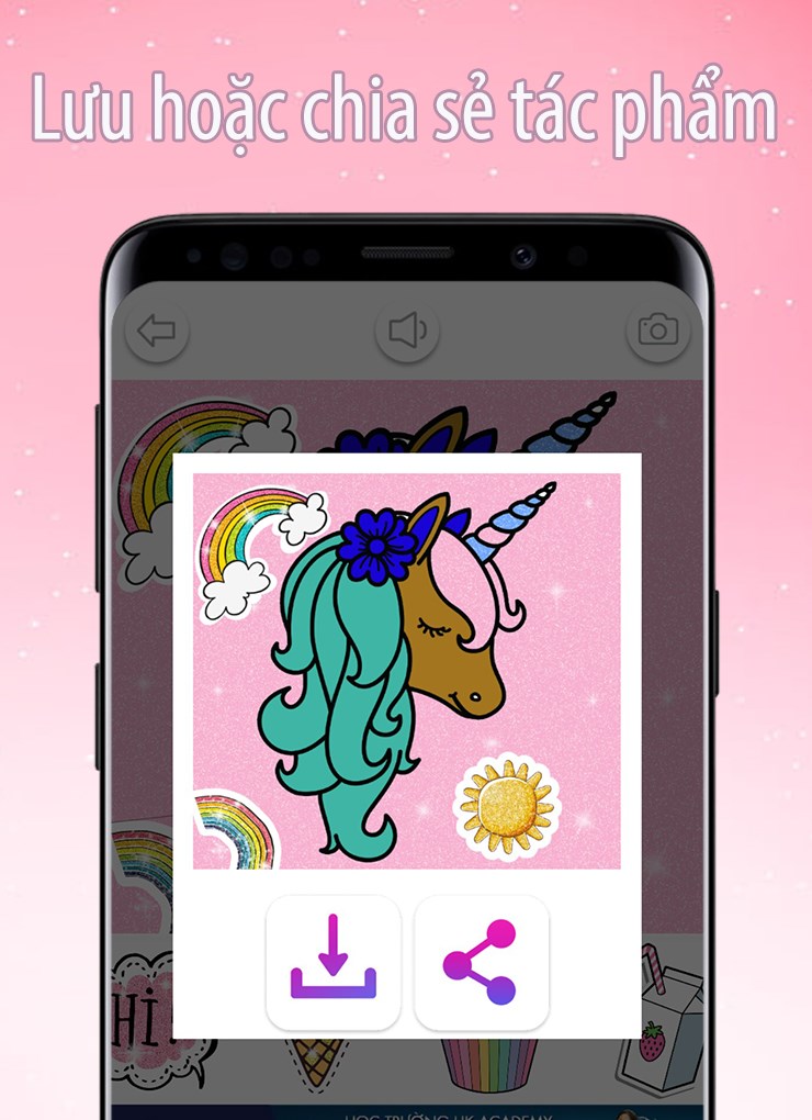 Lưu lại t&aacute;c phẩm về m&aacute;y hoặc chia sẻ l&ecirc;n mạng x&atilde; hội