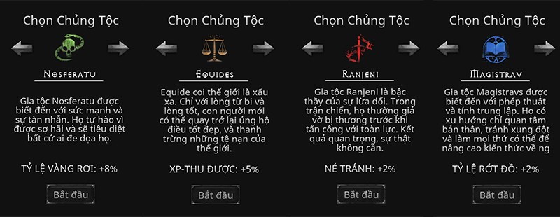 4 chủng tộc trong Vampire's Fall: Origins RPG