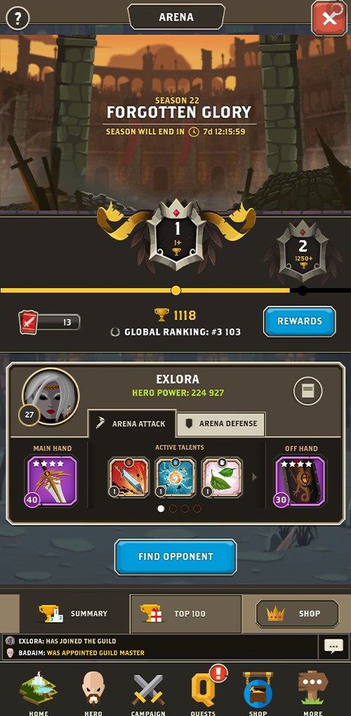 Giao diện sảnh đấu trường 