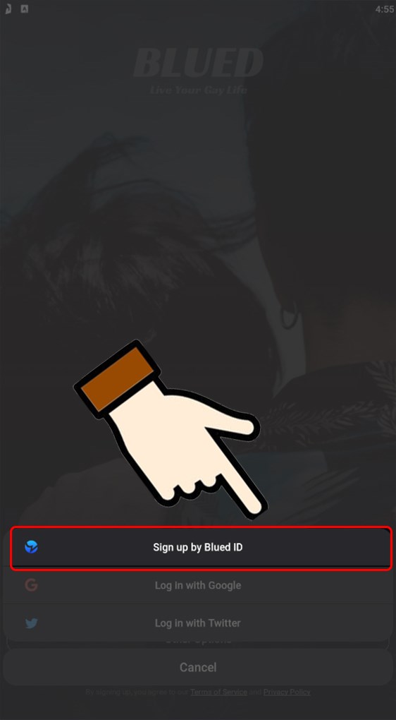 Nhấn vào Sign up by Blued ID.