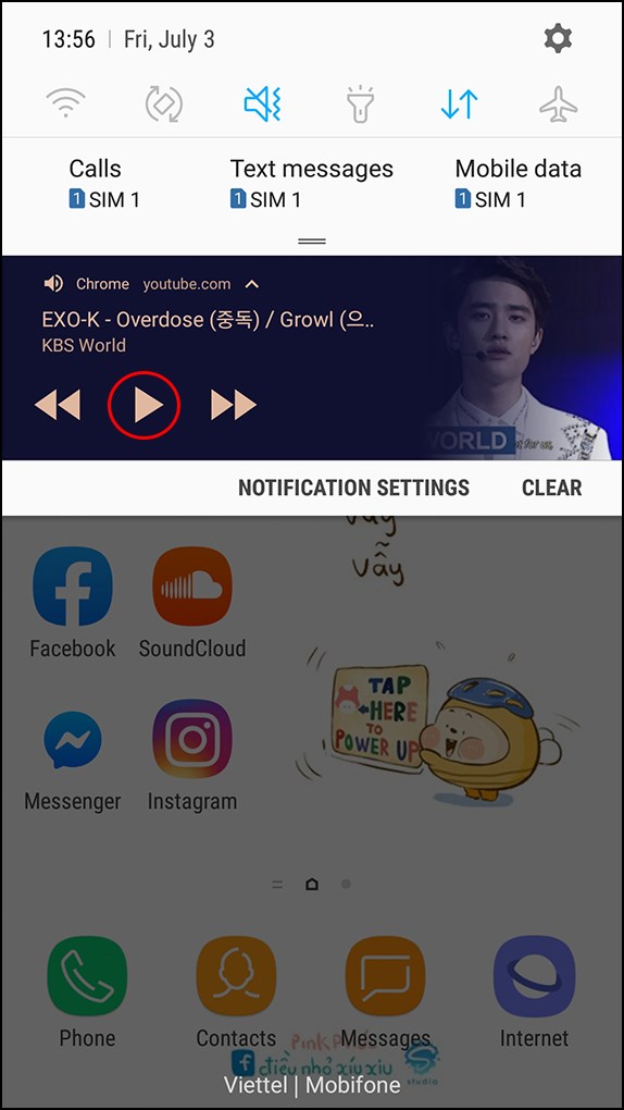 Chọn phát video và thoát ra màn hình chính