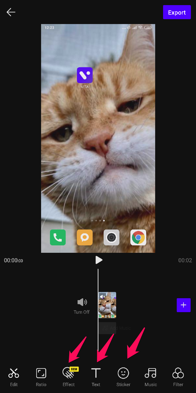 Ch&egrave;n hiệu ứng, text, icon... tr&ecirc;n VITA