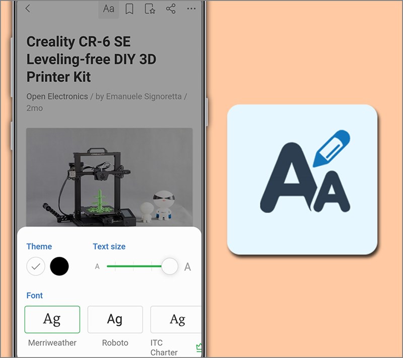 Thay đổi font chữ để dễ d&agrave;ng đọc tin tức.