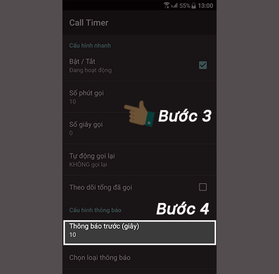 giới hạn thời gian cuộc gọi