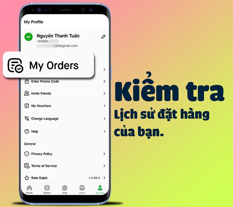 Xem lại thông tin lịch sử đặt hàng của bạn.