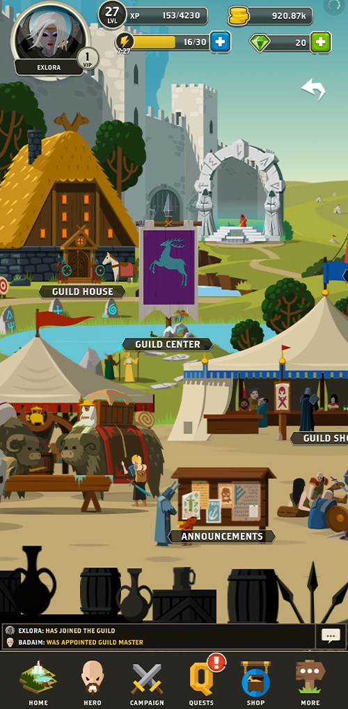 Giao diện Guild trong Questland