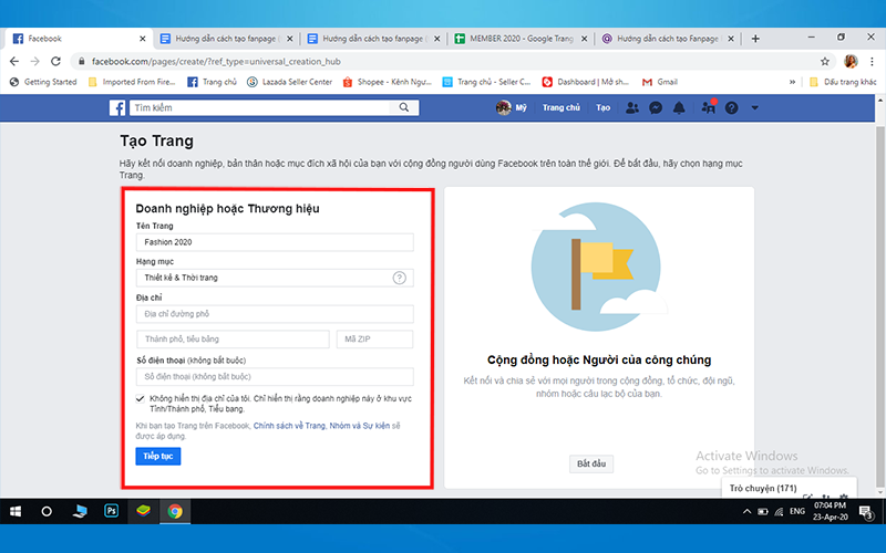 Hướng dẫn tạo trang FaceBook chuyên nghiệp