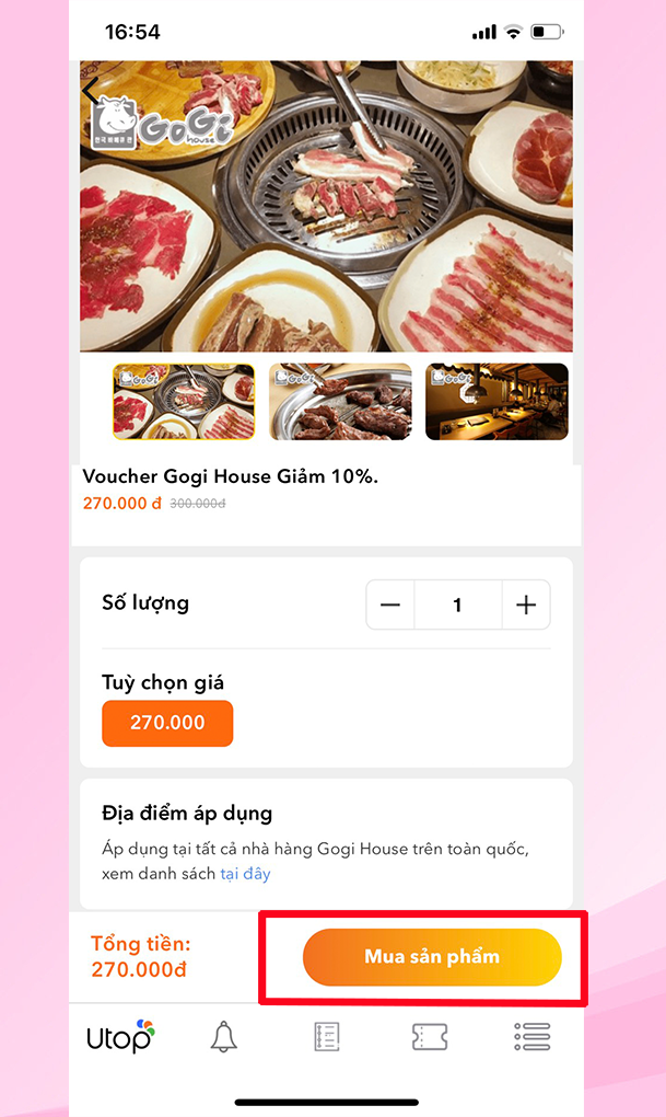 Chọn cửa hàng đồ ăn, Chọn Mua sản phẩm