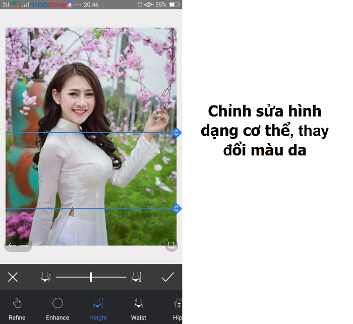  Chỉnh sửa h&igrave;nh dạng cơ thể, thay đổi m&agrave;u da