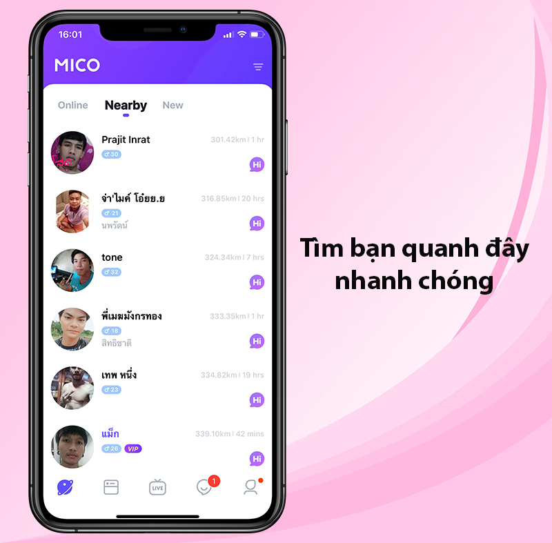 Tìm bạn quanh đây, mới, trực tuyến tiện lợi