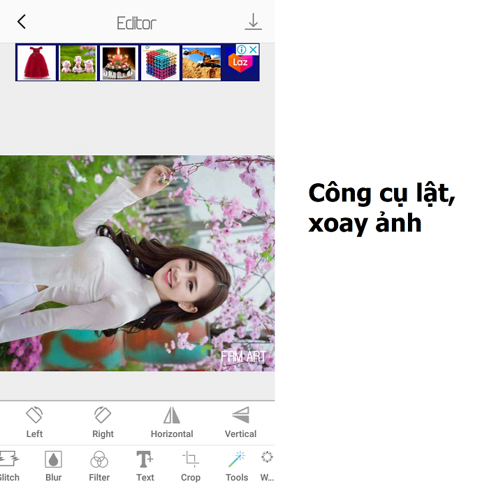  C&ocirc;ng cụ b&uacute;t ch&igrave;, lật xoay ảnh