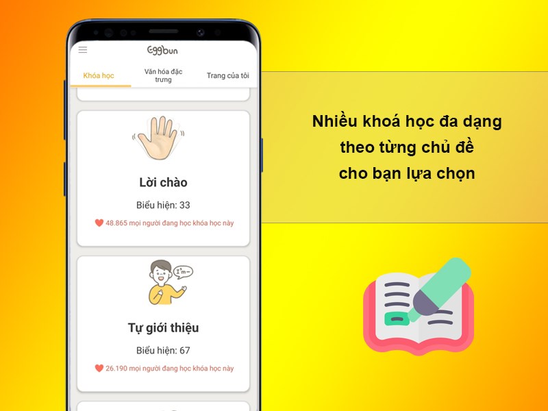Nhiều kho&aacute; học đa dạng theo từng chủ đề cho bạn lựa chọn: lời ch&agrave;o, tự giới thiệu&hellip;