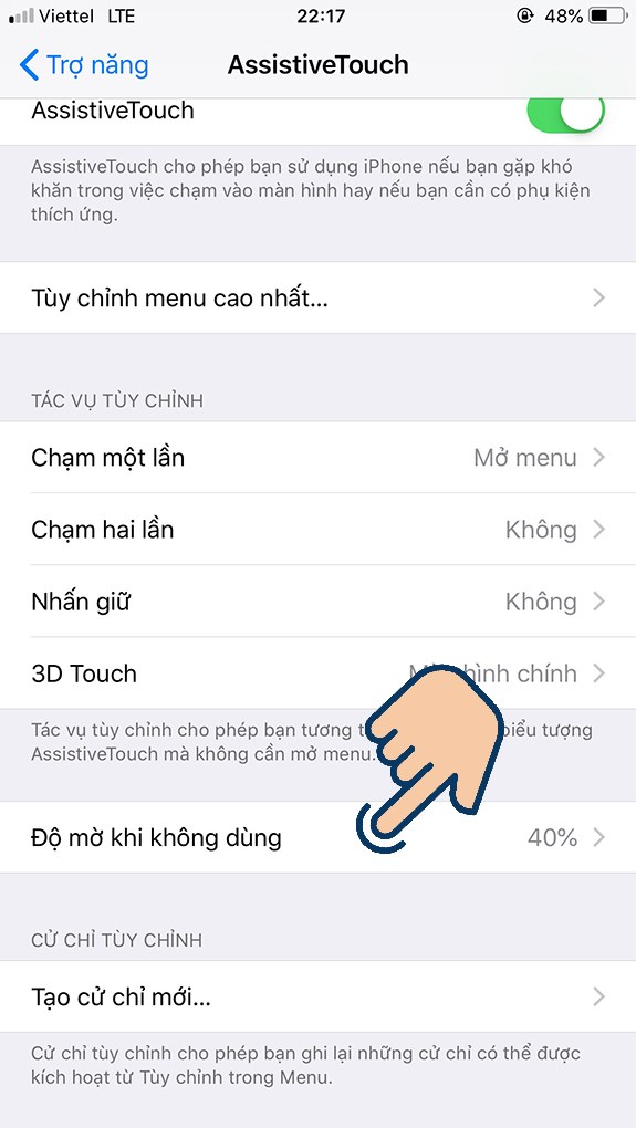 chọn Độ mờ khi không dùng.