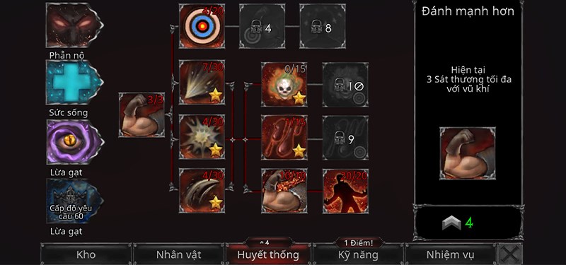 Bảng huyết thống phẫn nộ trong Vampire's Fall: Origins RPG