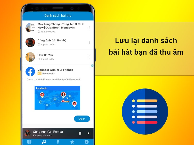 Lưu lại danh s&aacute;ch b&agrave;i h&aacute;t bạn đ&atilde; thu &acirc;m