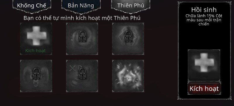 Bảng thiên phú trong Vampire's Fall: Origins RPG