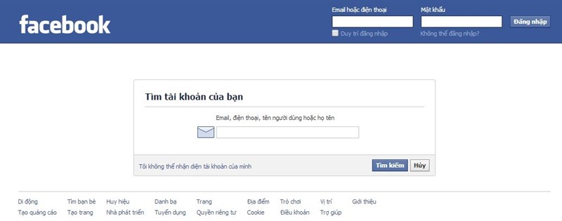 Nhập trong mục Tìm tài khoản của bạn