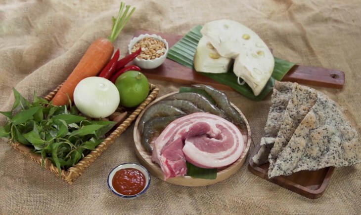 Nguyên liệu món ăn uống gỏi mkhông nhiều non tôm thịt
