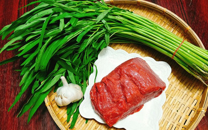 Các nguyên liệu cần có món ăn uống rau xanh muống xào chao, rau củ muống xào giết bò