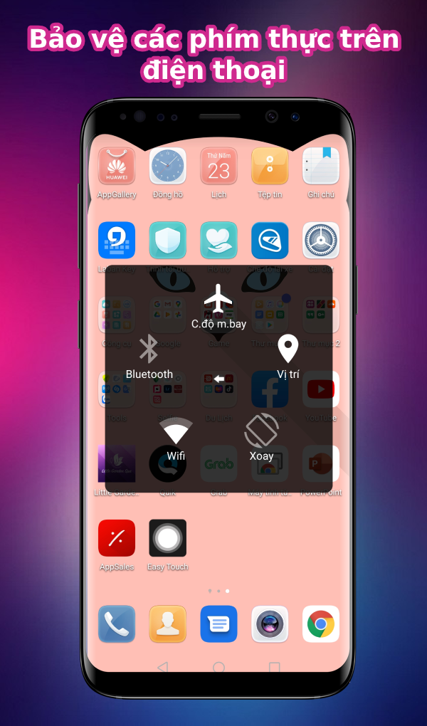 Bảo vệ c&aacute;c ph&iacute;m thực tr&ecirc;n điện thoại như ph&iacute;m &acirc;m lượng, kh&oacute;a m&agrave;n h&igrave;nh,...