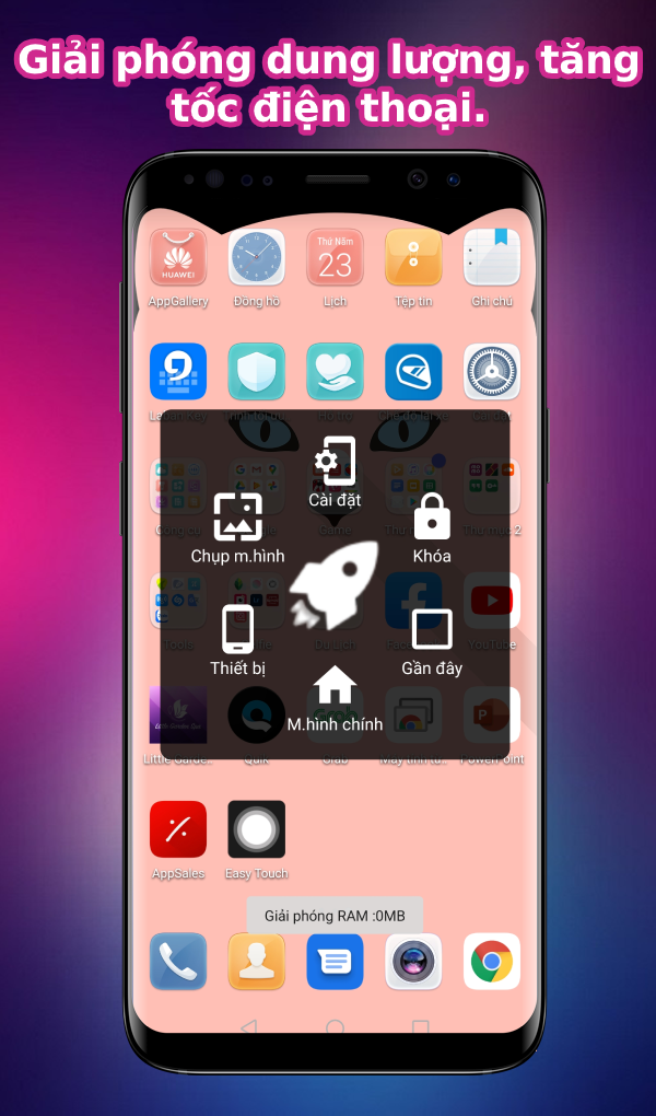  Giải ph&oacute;ng dung lượng, tăng tốc điện thoại.