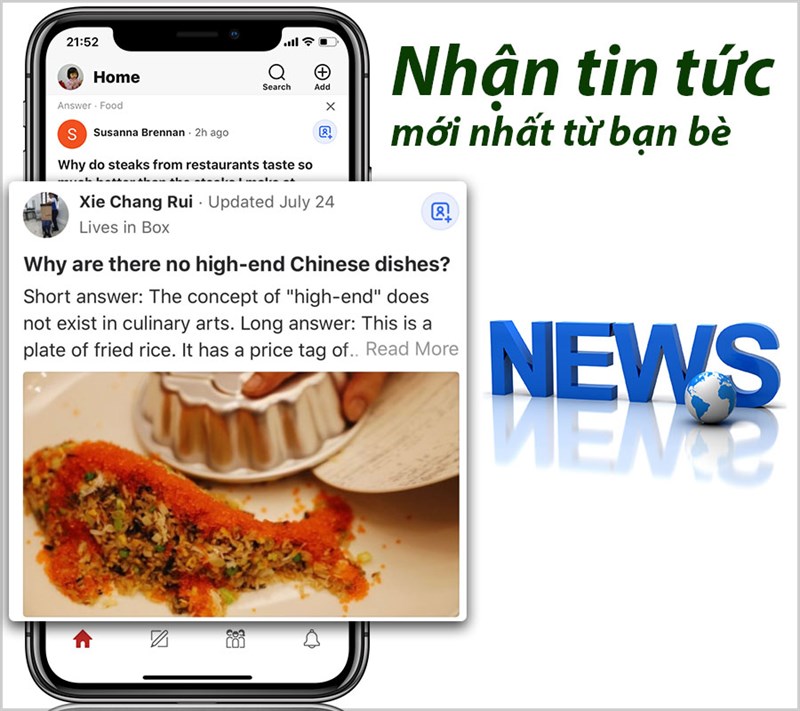 Nhận tin tức từ người thân, bạn bè.