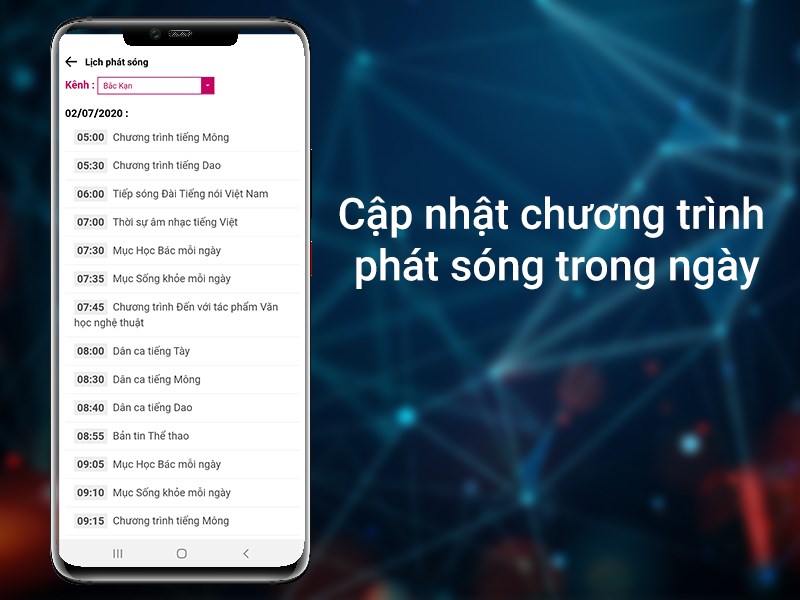 Cập nhật các chương trình phát sóng trong ngày