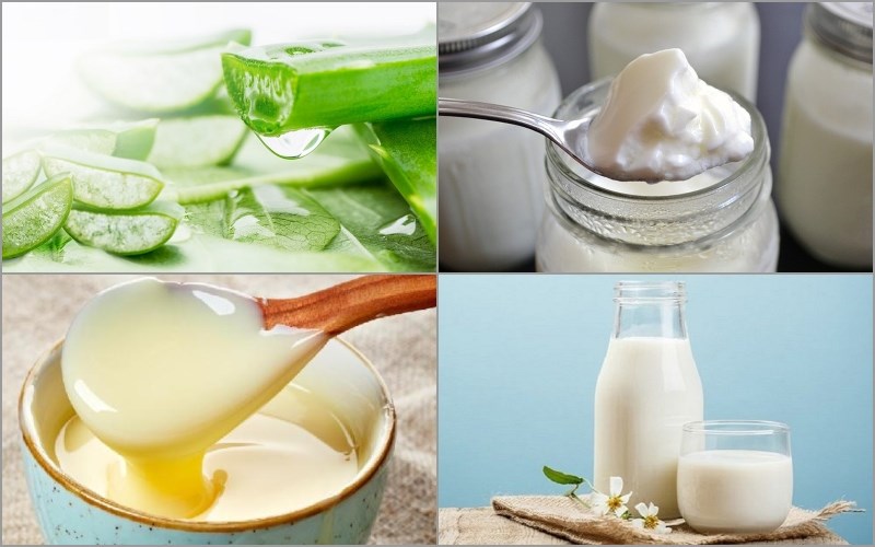 Các nguyên liệu món ăn uống hộp sữa chua nha đam