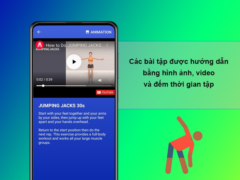  C&aacute;c b&agrave;i tập được hướng dẫn bằng h&igrave;nh ảnh, video v&agrave; đếm thời gian tập