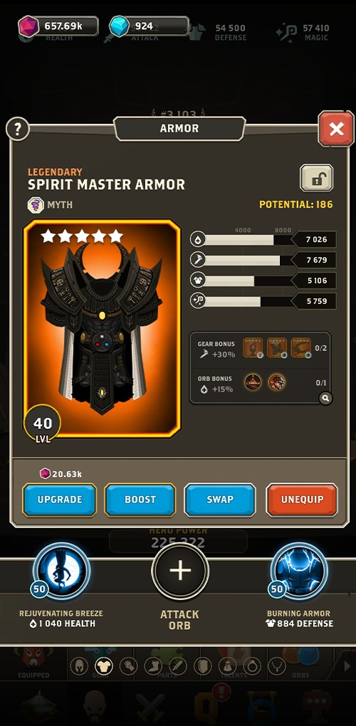 Trang bị cam phẩm chất Huyền Thoại