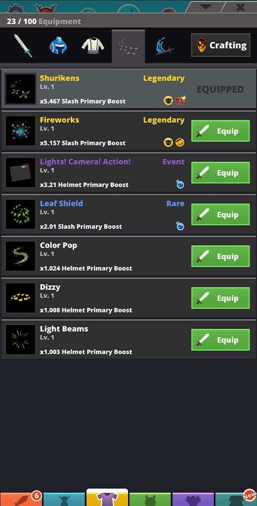 Trang bị trong Tap Titans 2 