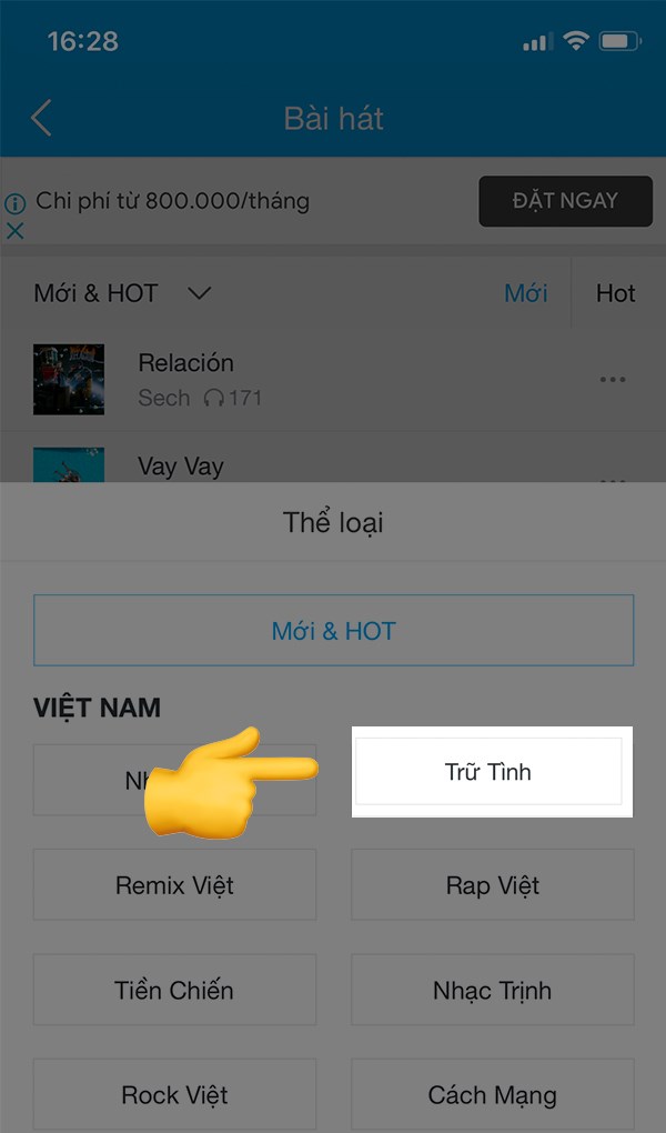Chọn thể loại nhạc Trữ tình