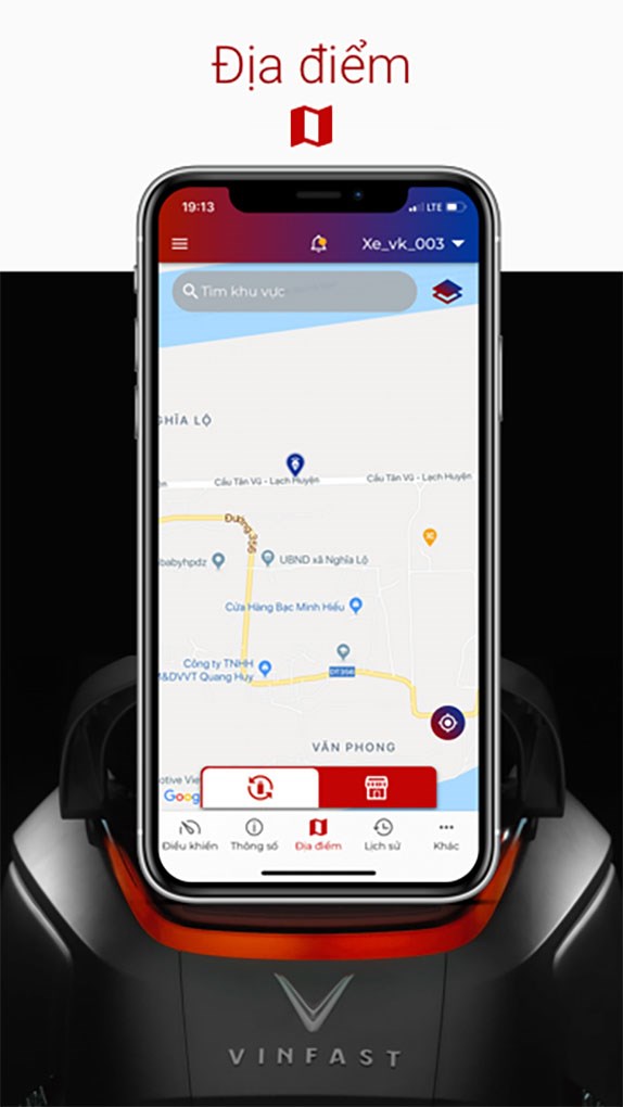 Tìm kiếm trạm đổi pin/ showroom gần nhất trên ứng dụng Vinfast E-Scooter