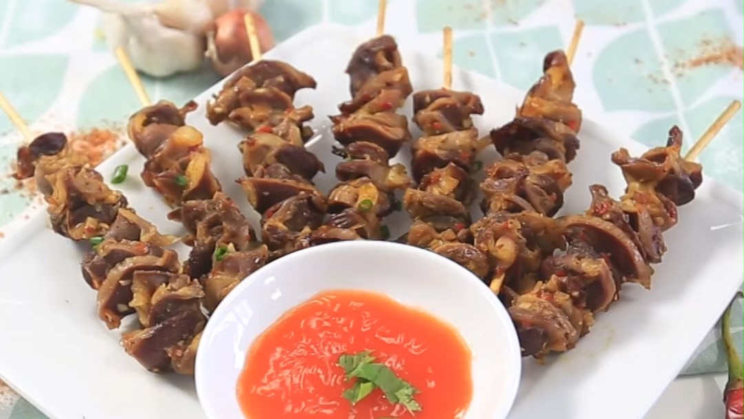Mề gà nướng sa tế sả ớt