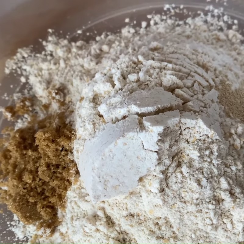 Bước 1 Trộn bột bánh Bánh bao nguyên cám không nhân