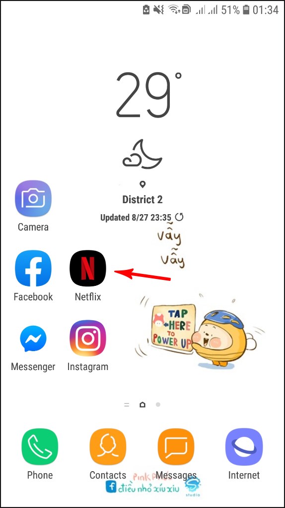 Mở ứng dụng Netflix tr&ecirc;n thiết bị của bạn