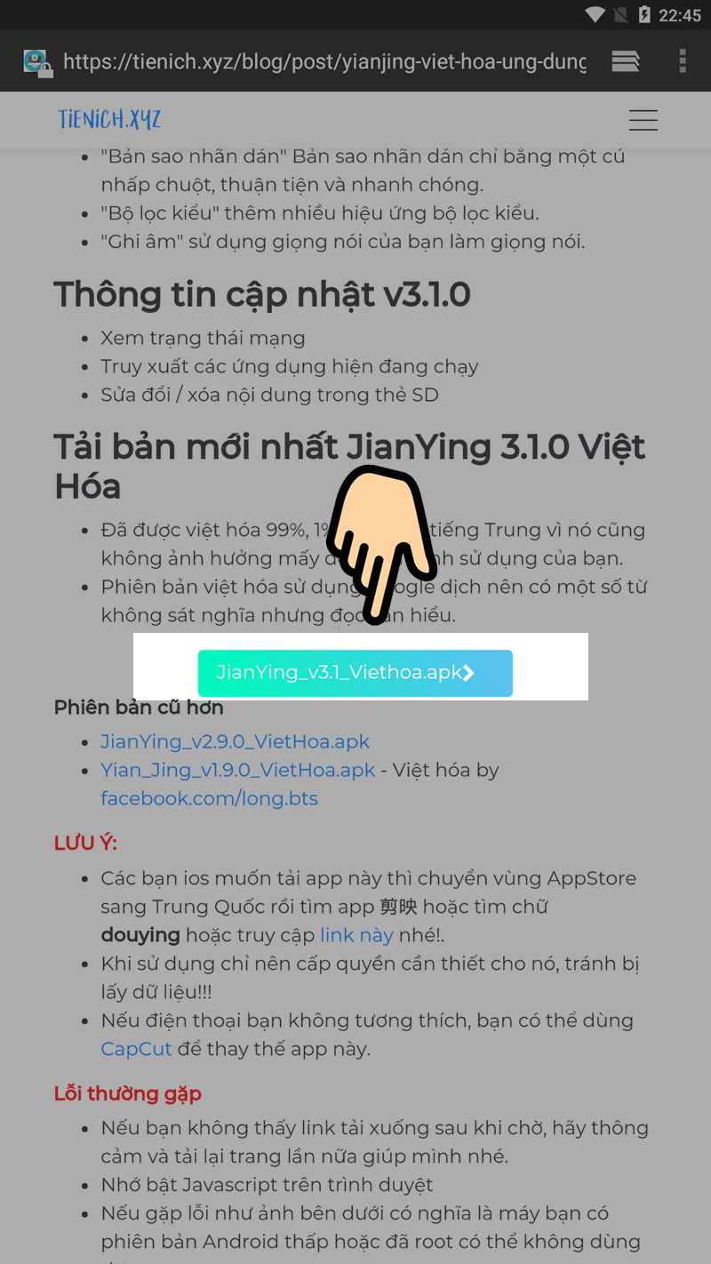 Hướng dẫn tải ứng dụng Jianying v3.1 phiên bản Việt hóa