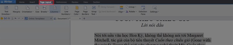 chọn page layout để chia nhiều cột hơn 3