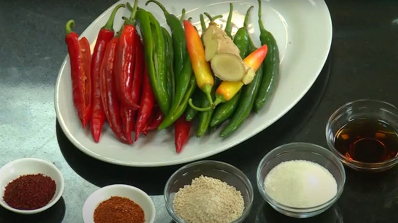 Nguyên liệu món ăn kim chi ớt chay