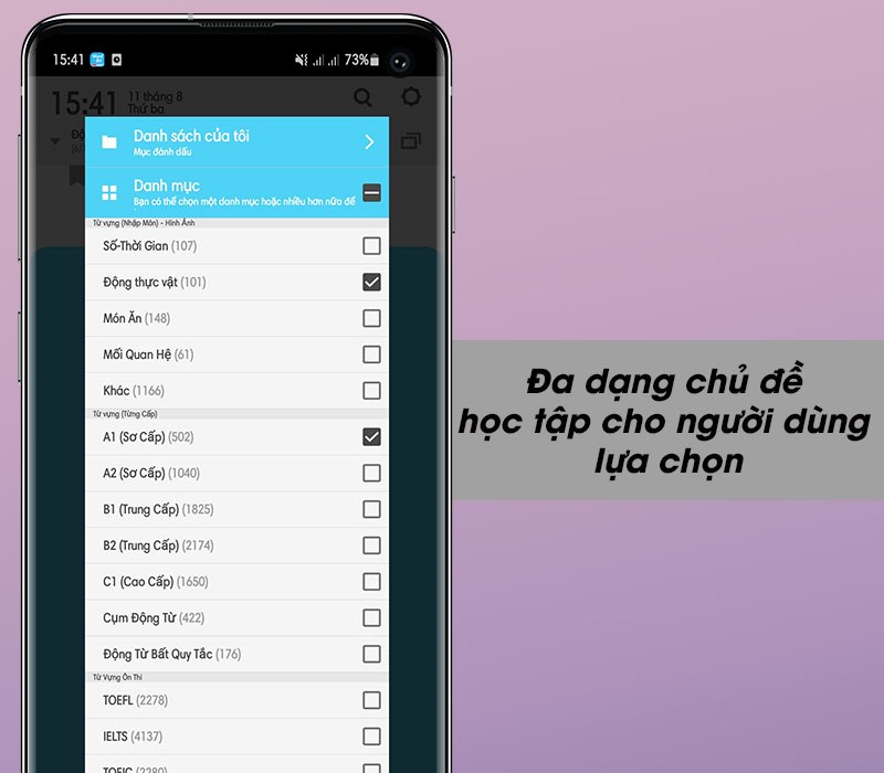 Đa dạng chủ đề học tập cho người d&ugrave;ng lựa chọn