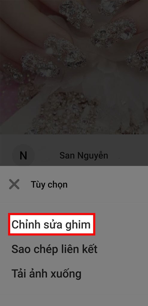 Chọn Chỉnh sửa Ghim