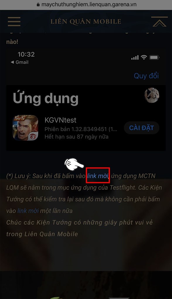 Nhấn Link mời