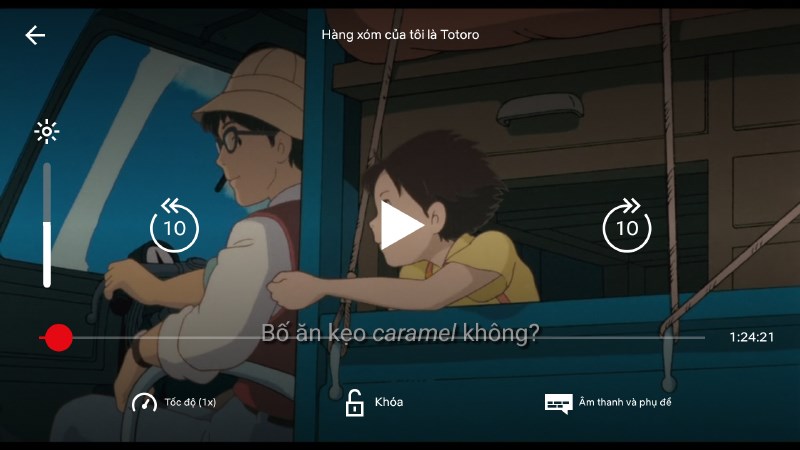 Chạm vào màn hình để hiện thanh điều khiển phát lại