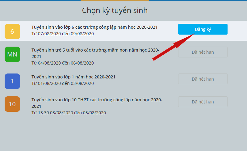 tuyển sinh trực tuyến v&agrave;o lớp 6