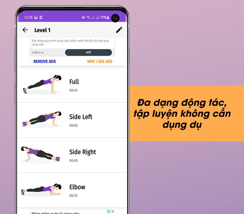 Đa dạng động t&aacute;c, tập luyện 5 đến 7 ph&uacute;t mỗi ng&agrave;y v&agrave; kh&ocirc;ng cần dụng cụ tập