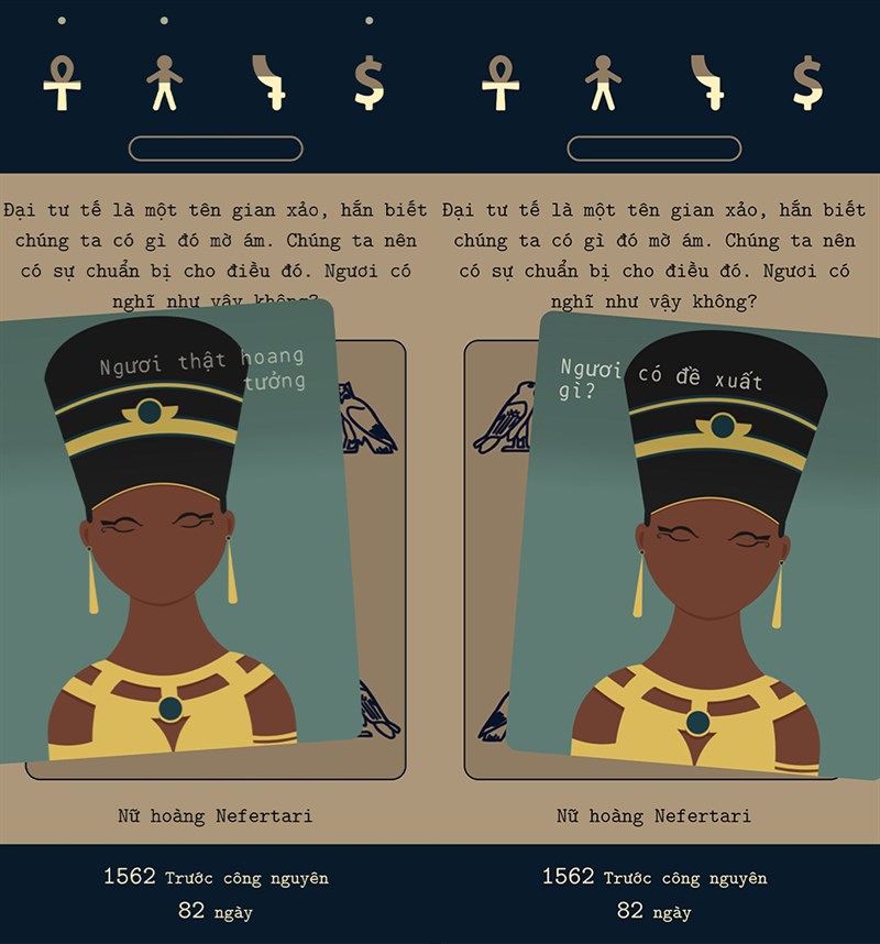 Người chơi sẽ quyết định những y&ecirc;u cầu bằng c&aacute;ch k&eacute;o c&aacute;c thẻ b&agrave;i sang tr&aacute;i hoặc phải