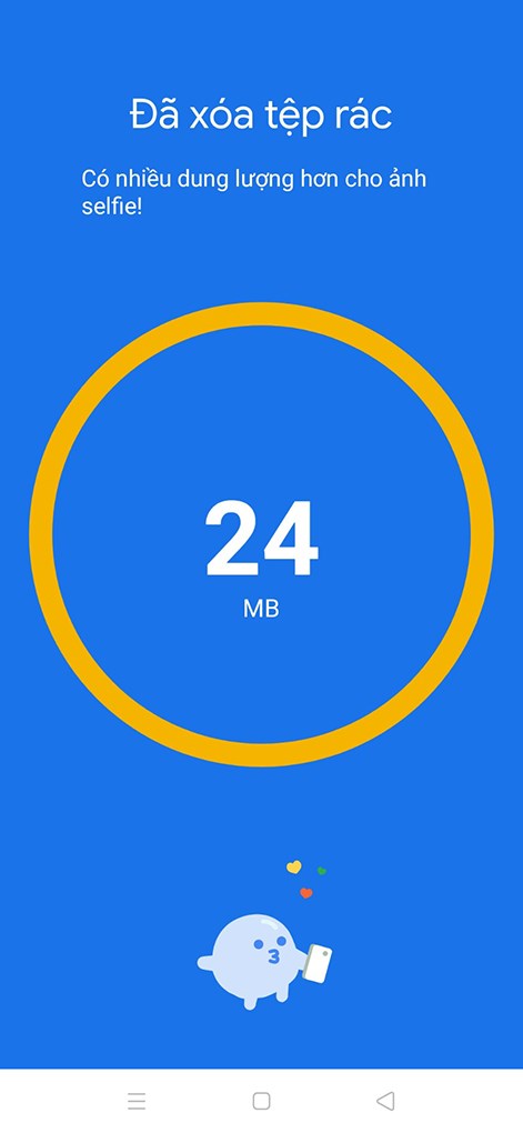 Như vậy bạn đ&atilde; dọn dẹp dung lượng điện thoại th&agrave;nh c&ocirc;ng bằng ứng dụng Google Files: