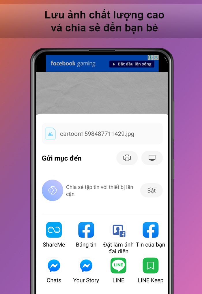 Lưu ảnh chất lượng cao v&agrave; chia sẻ đến bạn b&egrave;