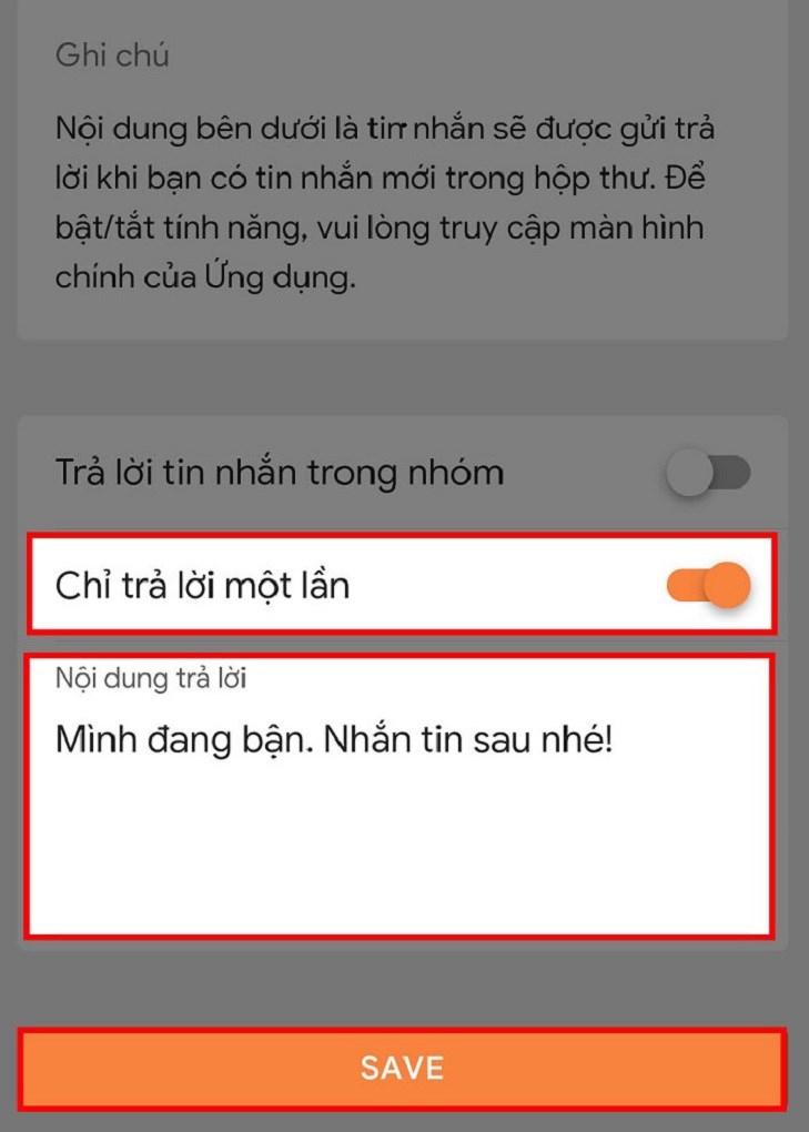 soạn nội dung tin nhắn trả lời tự động