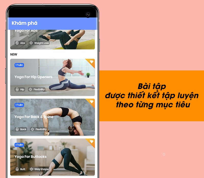 B&agrave;i tập được thiết kết tập luyện theo từng mục ti&ecirc;u